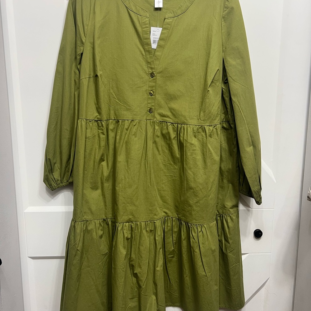 Motherhood Olive Long Sleeve Tiered Dress